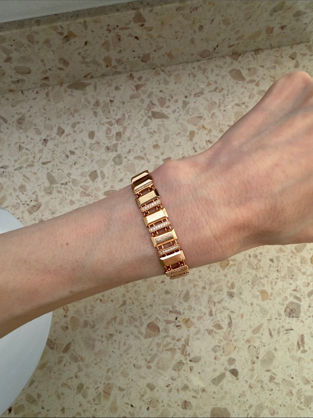 Kendra Scott Rose Gold Link Bracelet with Pavé Accents